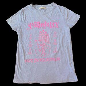 Pull & Bear Pastel Blue Palmistry Graphic Tee – “Fate in Your Palm”, Size S
